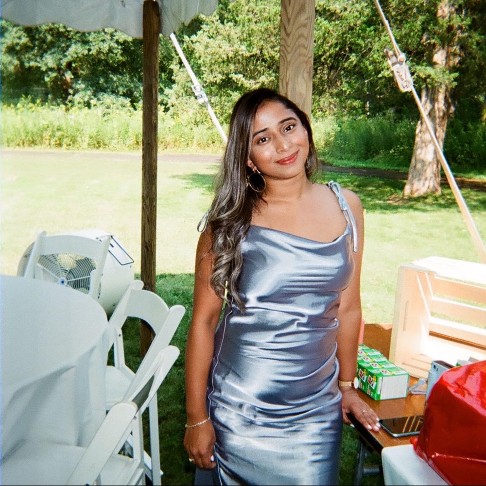 STUNNING Light Blue Satin Dress